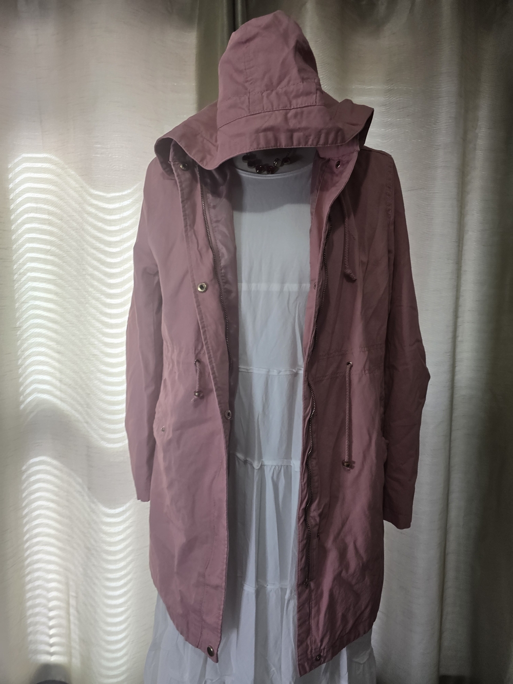 Ambiance Hooded Trench Coat - Dusty Rose